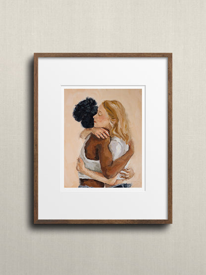 Art print featuring two women hugging