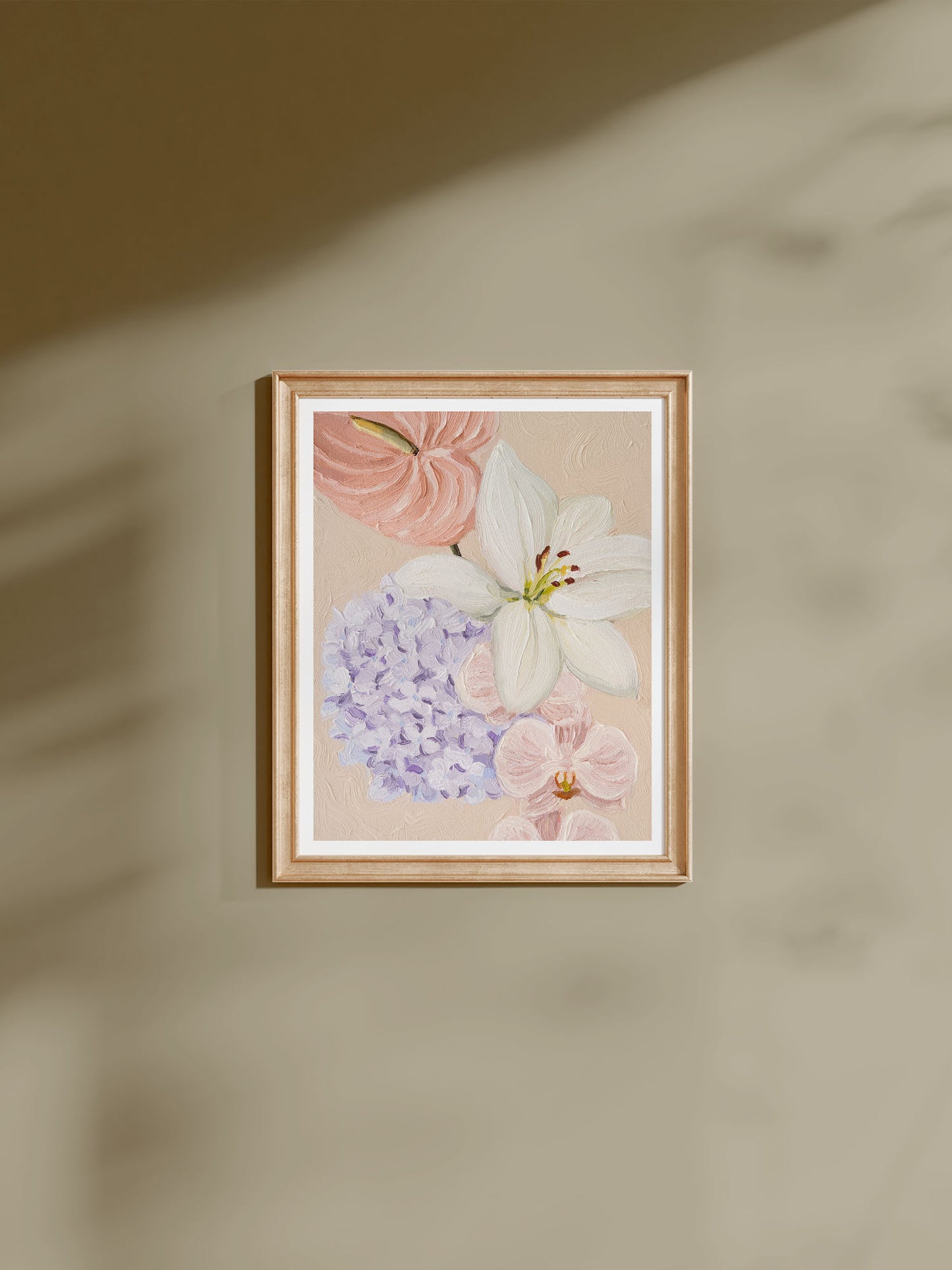 framed beige floral art print