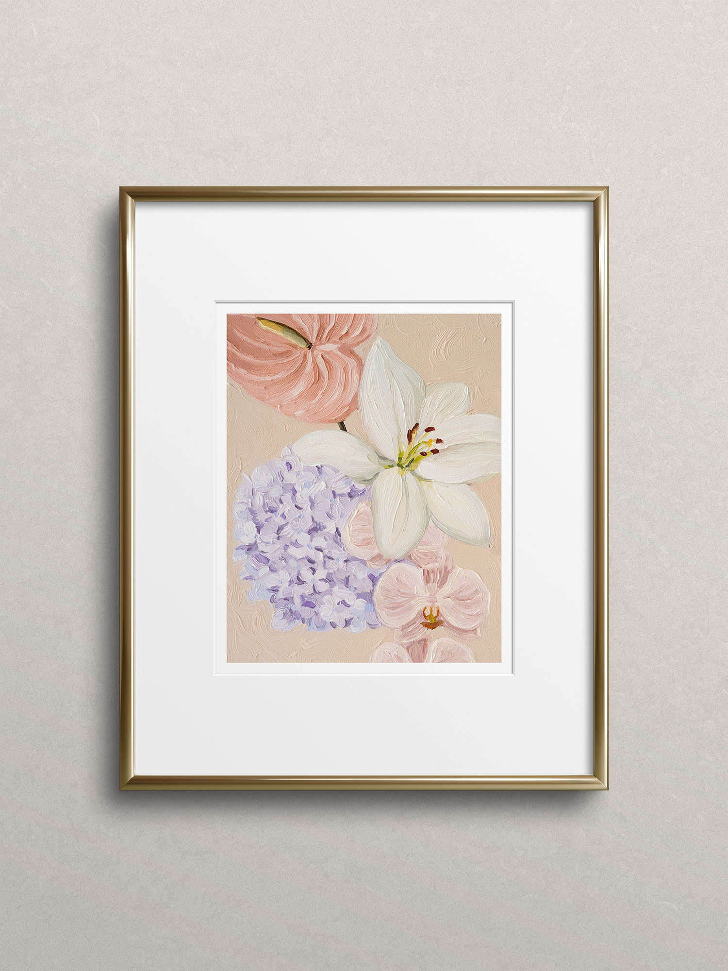 Botanical art print framed in gold