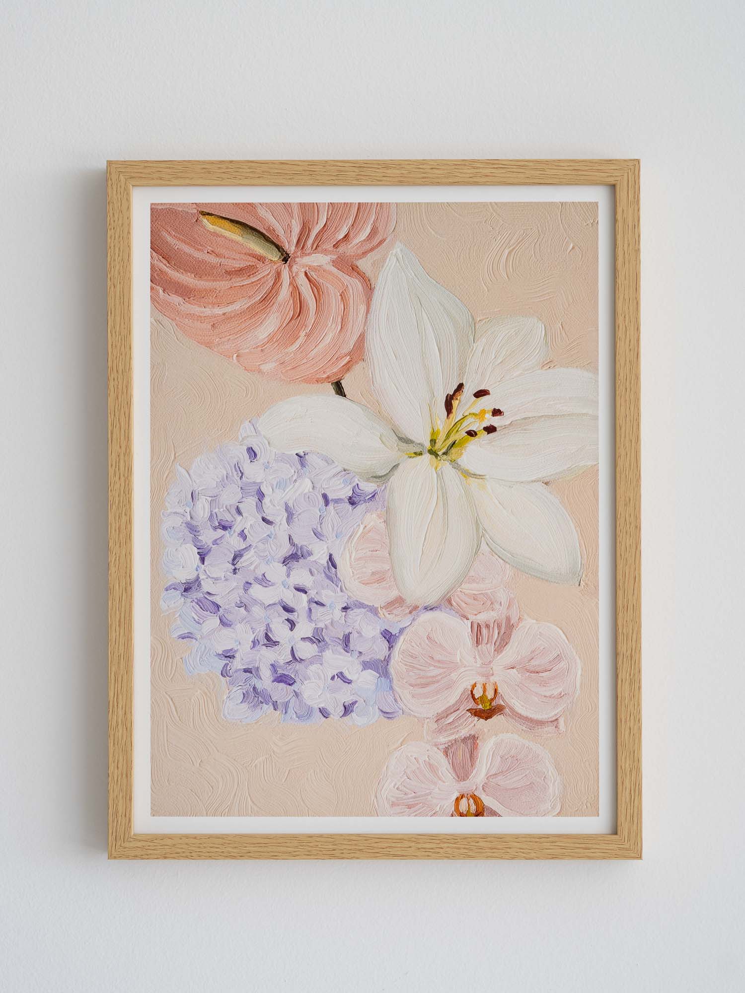 Flower art print framed in oak