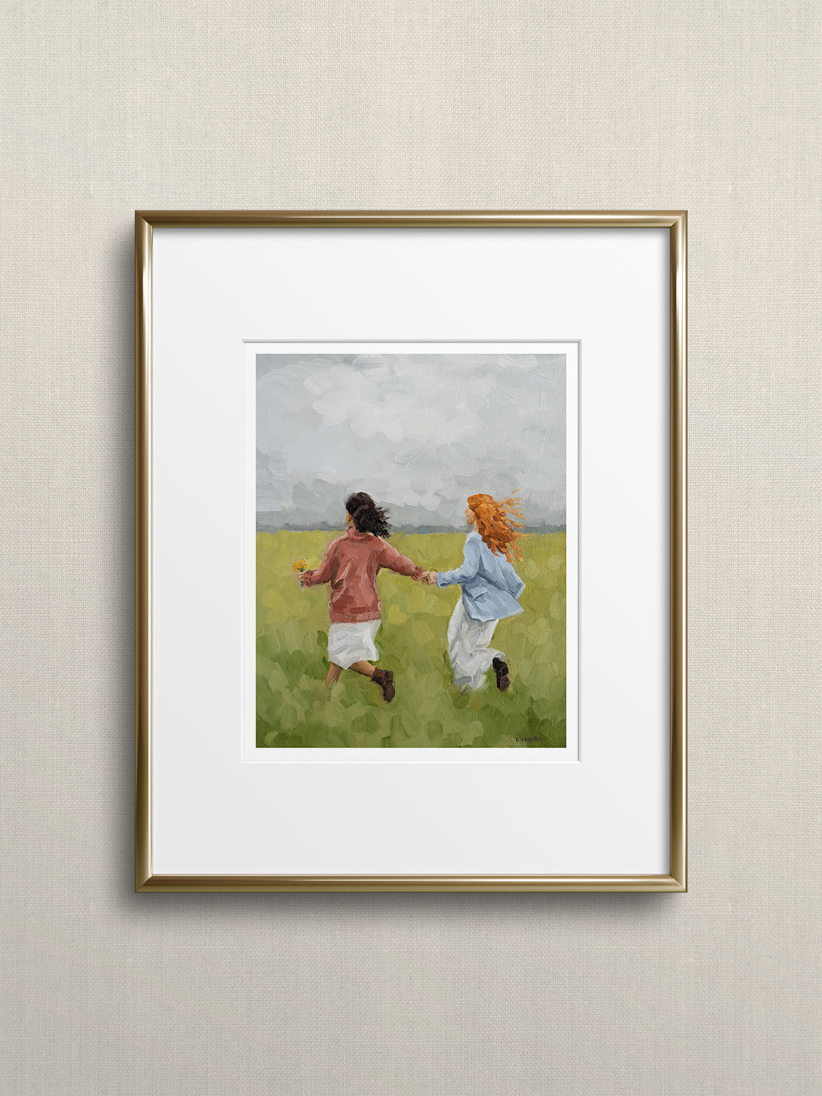 Friendship art print framed in gold, Modern midcentury home decor