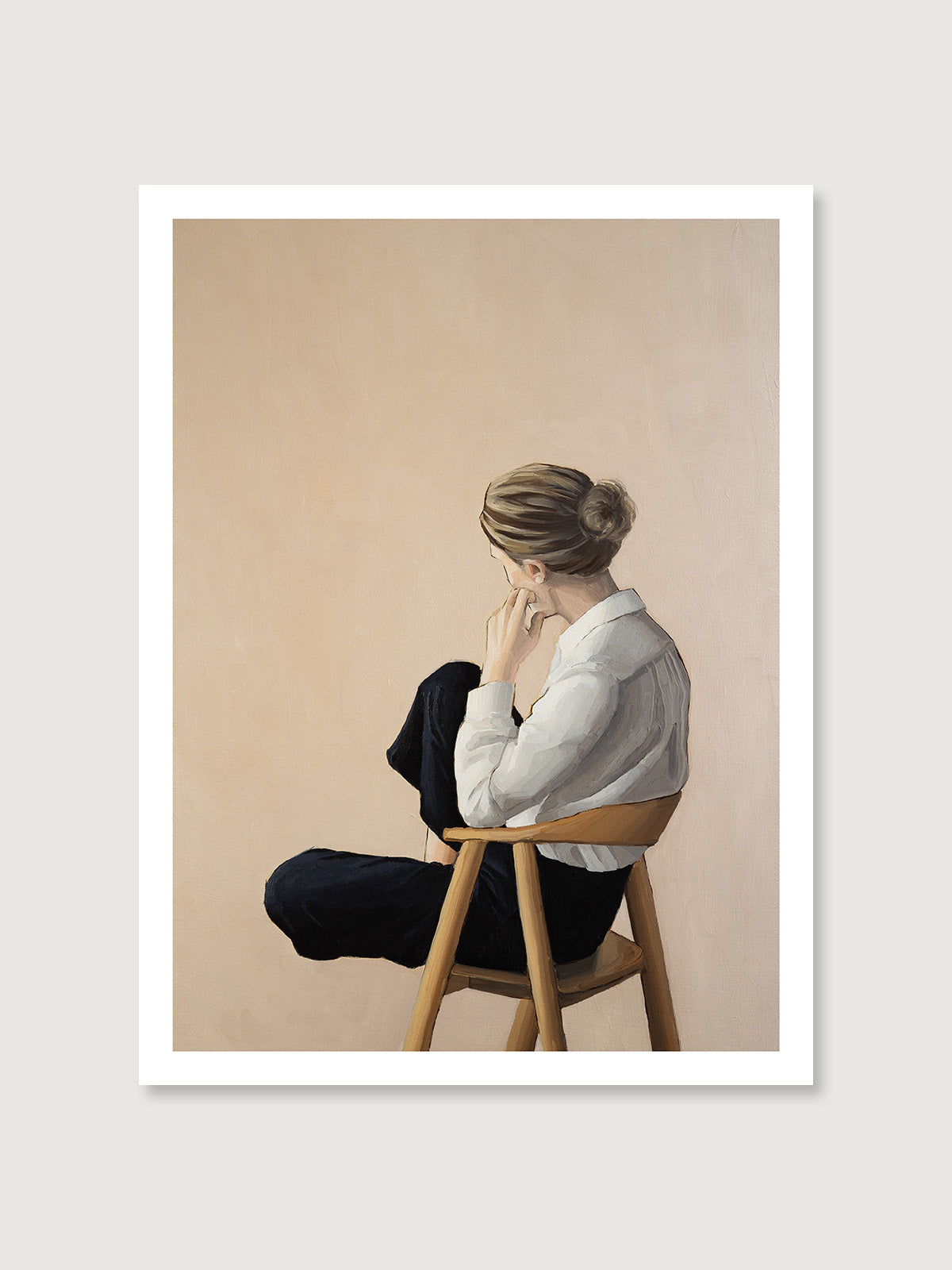 Contemplation art featuring a women sitting in a chair