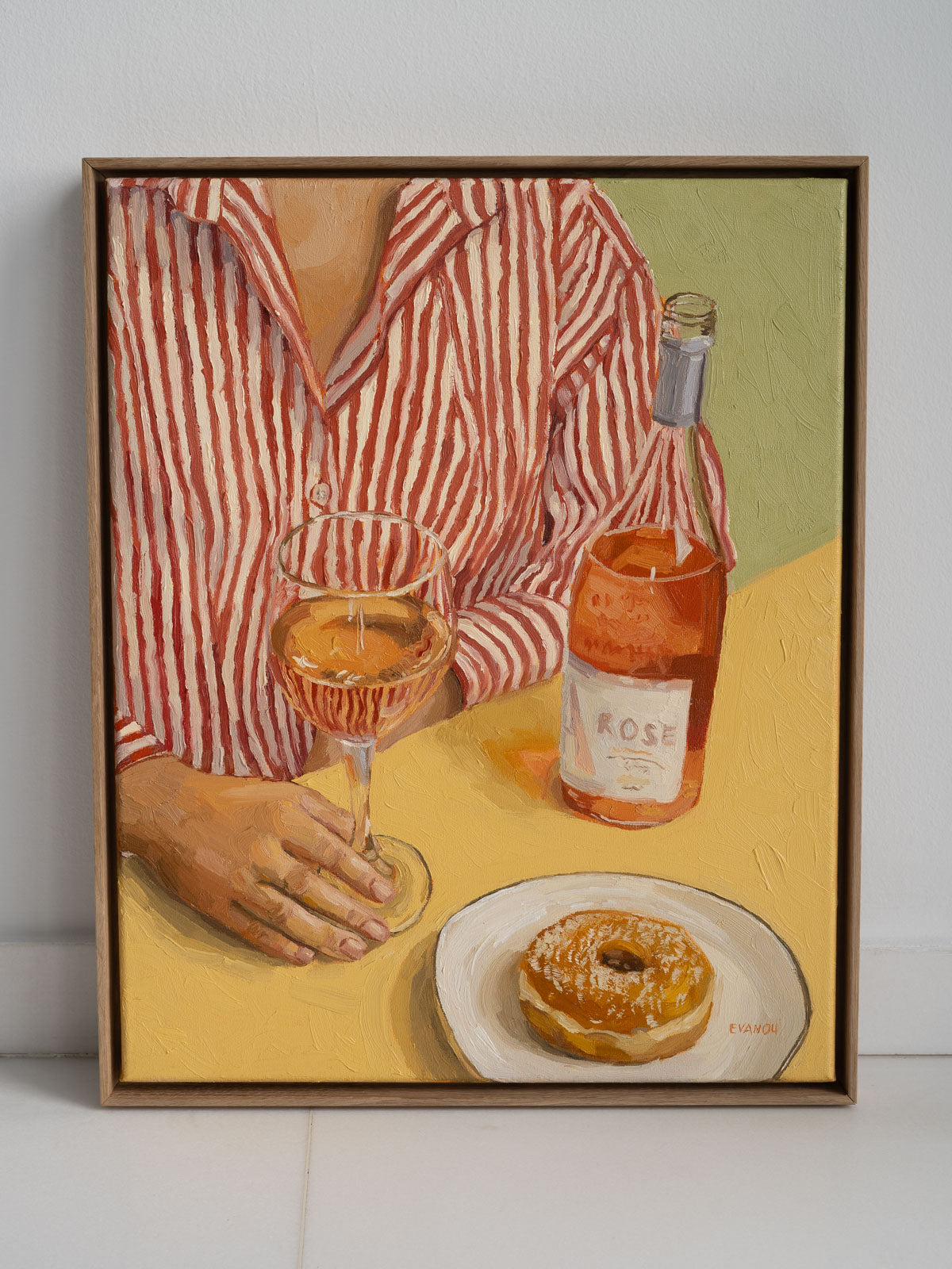 Buy fine art Rosé and donut painting, Artwork featuring wine and donuts