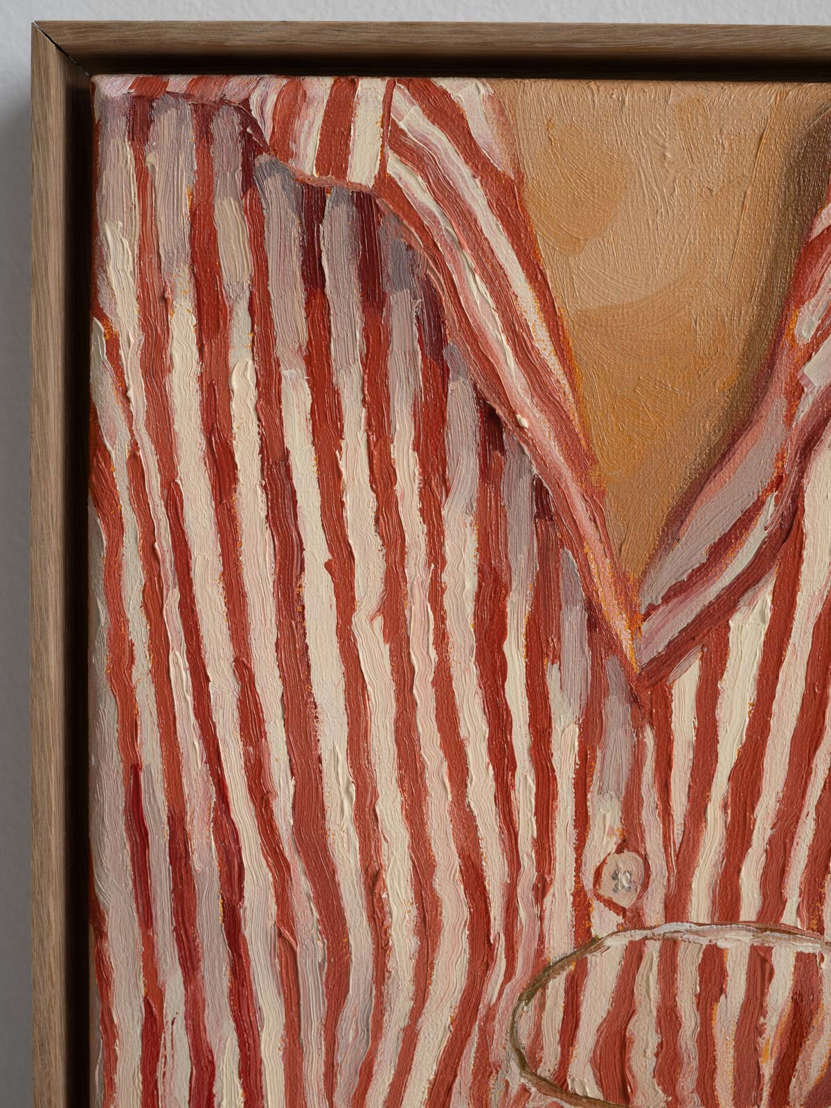 Woman in stripy shirt oil painting