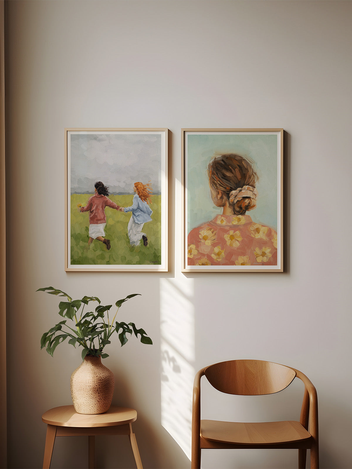 Neutral scandinavian home decor with unique art