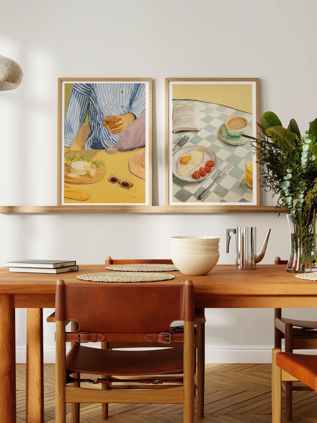 dining room interior featuring kitchen art prints