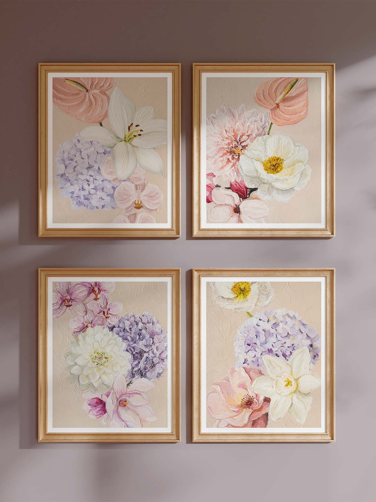 Set of 4 flower art prints home decor