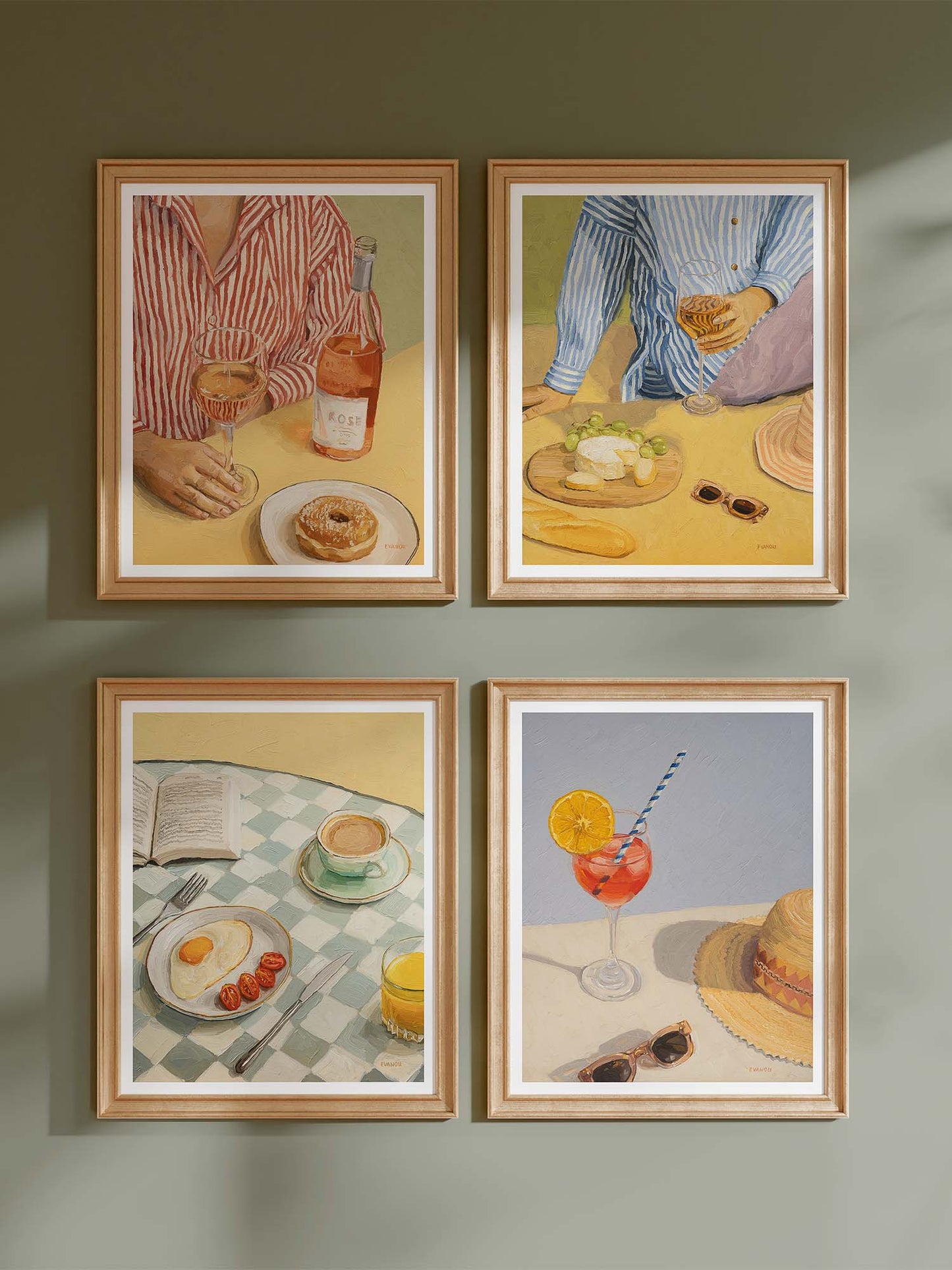 A collection of kitchen art, food art set