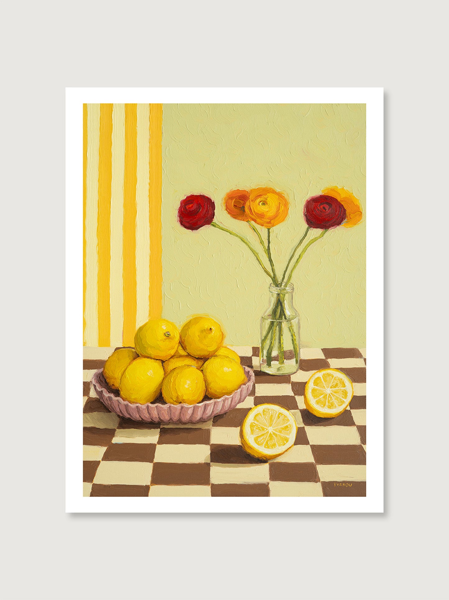 Art print of my original oil painting "Lemons And Flowers".