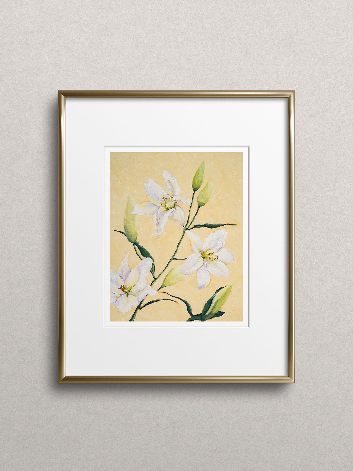 yellow floral art print 