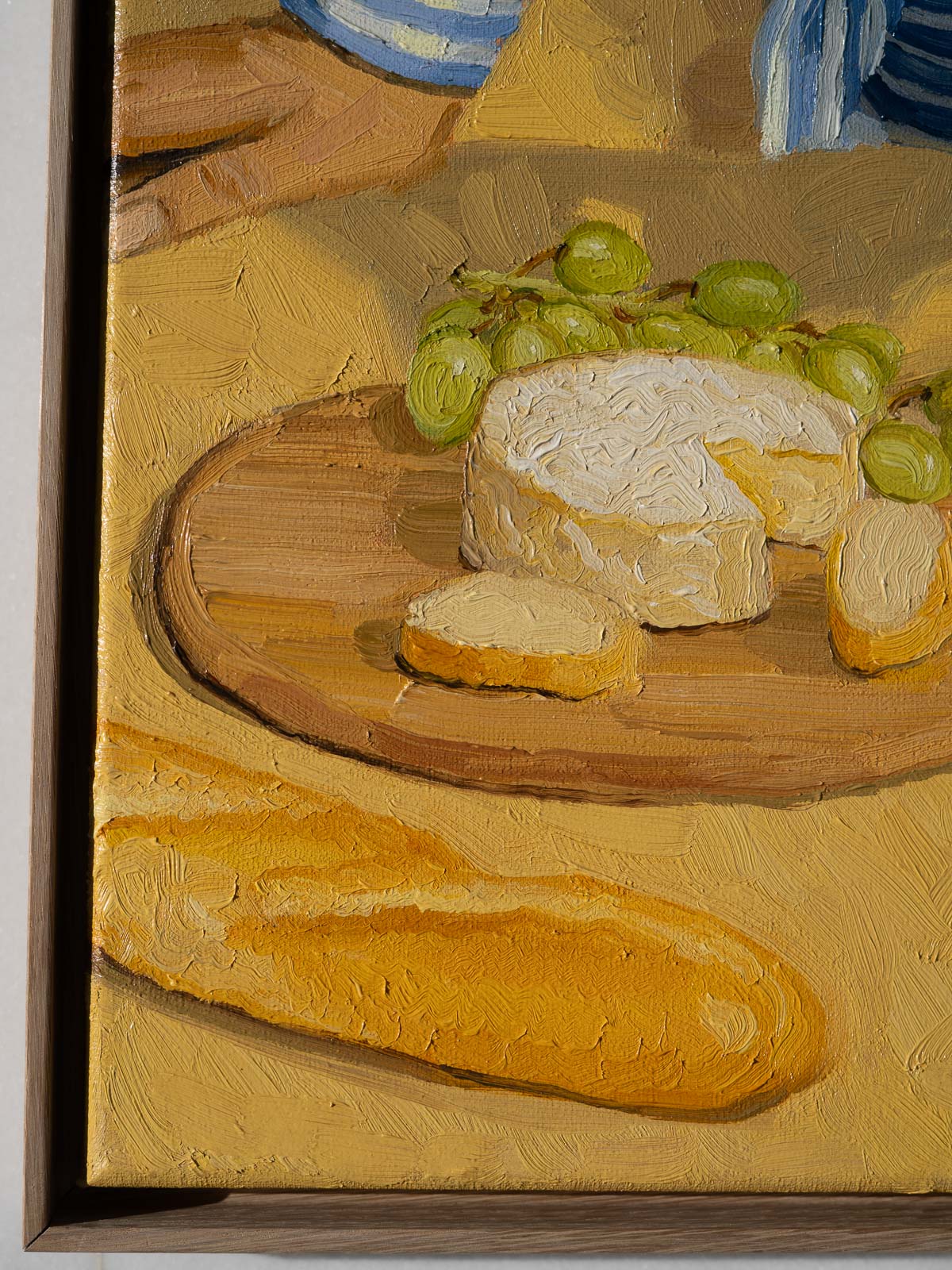 Summer vibes with picnic fine art, Oil painting of French baguette picnic