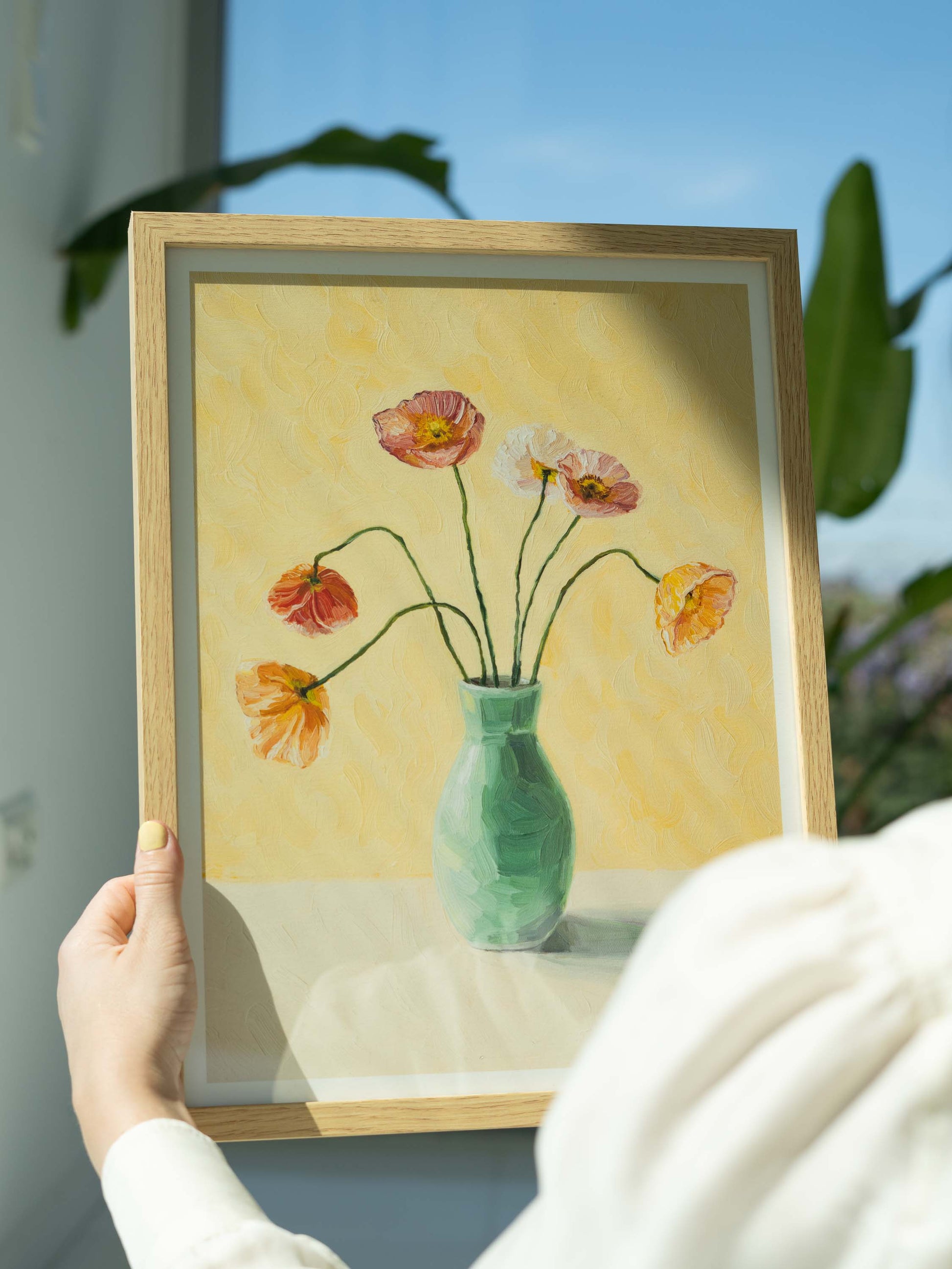 Art Print "Poppies" framed in natural wood