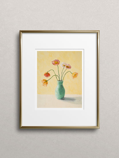 modern flower art framed in gold