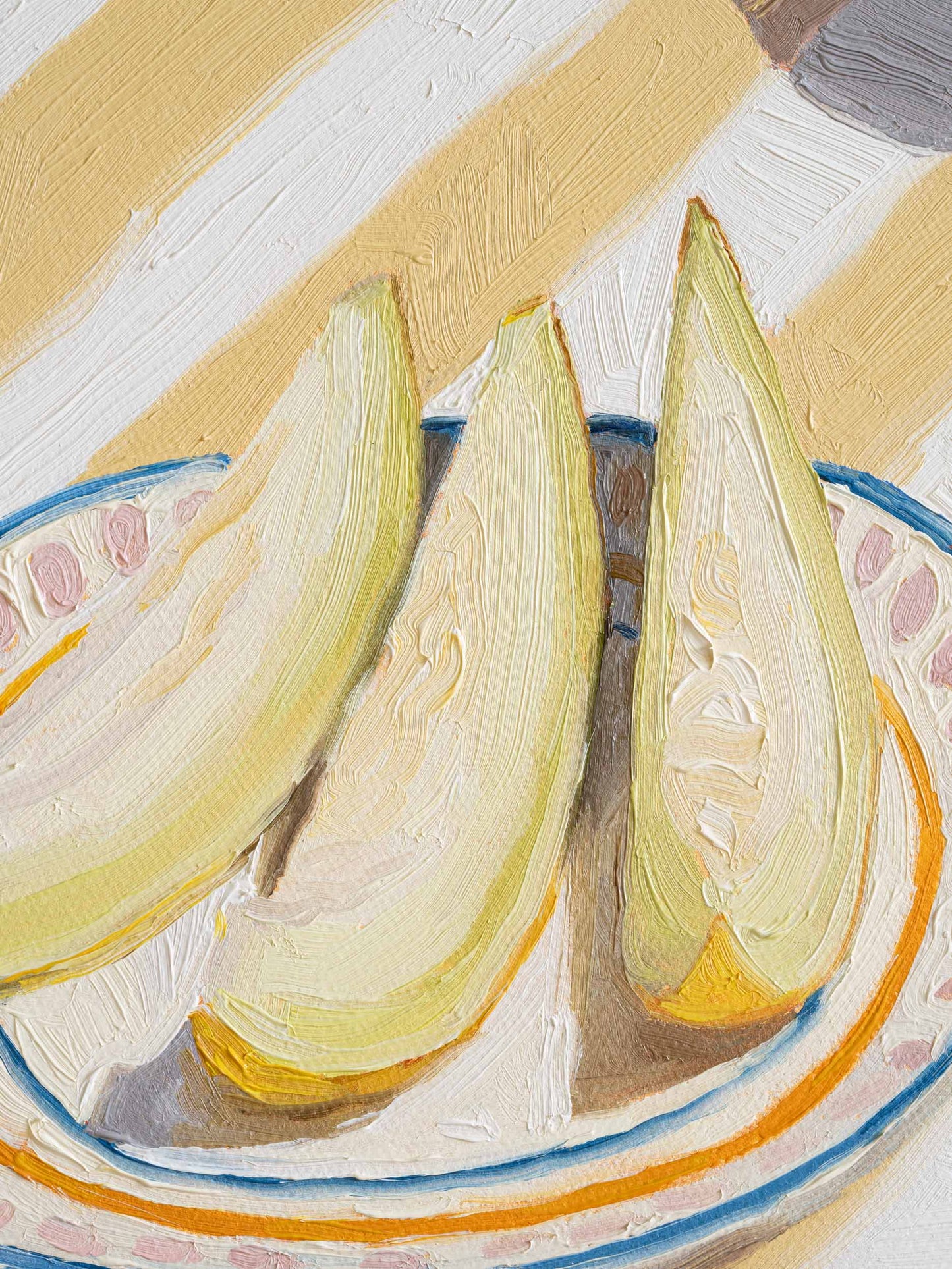 Colorful still life art of "Summer Sweetness" featuring a plate of melons